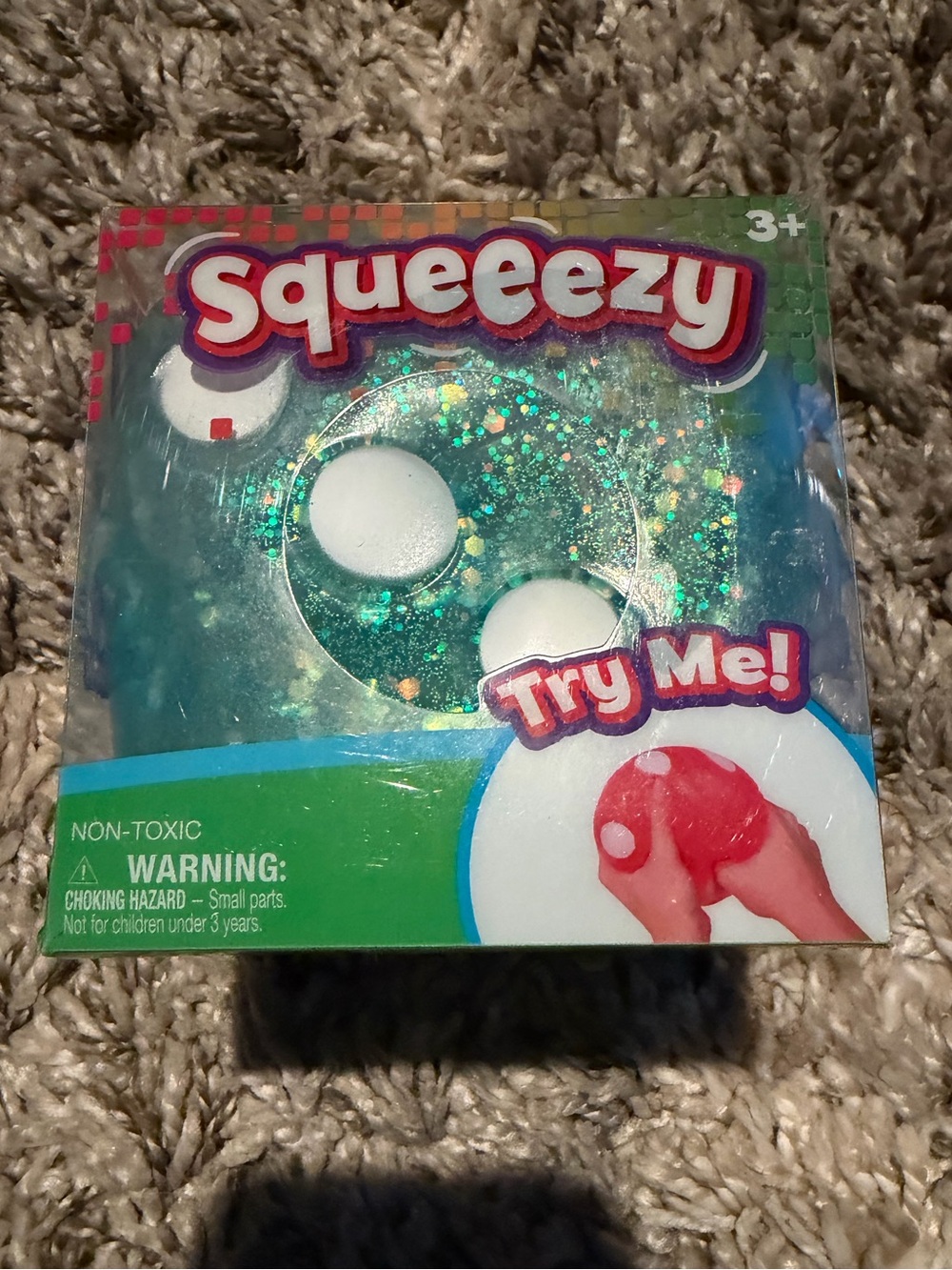 Squeeezy Dice - Blue Glitter Sensory Toy -